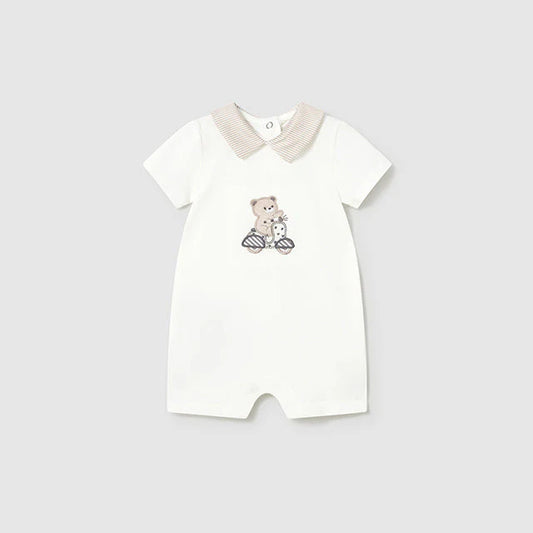 Mayoral Baby Boy Teddy Embroidered Romper | Teddy Embroidered Romper (0M–18M)