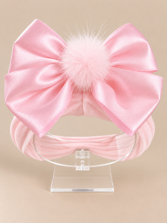 Little Stars ‘Pink’ Pom Pom Bow Baby Headband