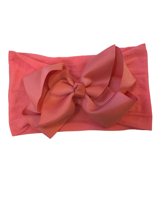 Little Stars ‘Coral’ Large Bow Baby Headband
