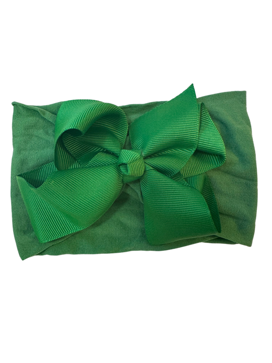 Little Stars ‘Christmas Green’ Large Bow Baby Headband