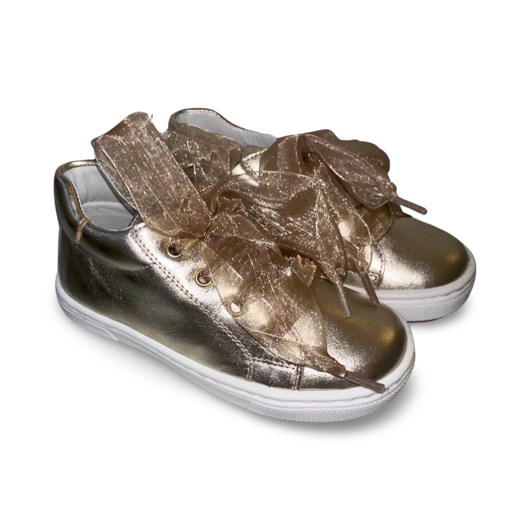 Andanines gold leather trainers 