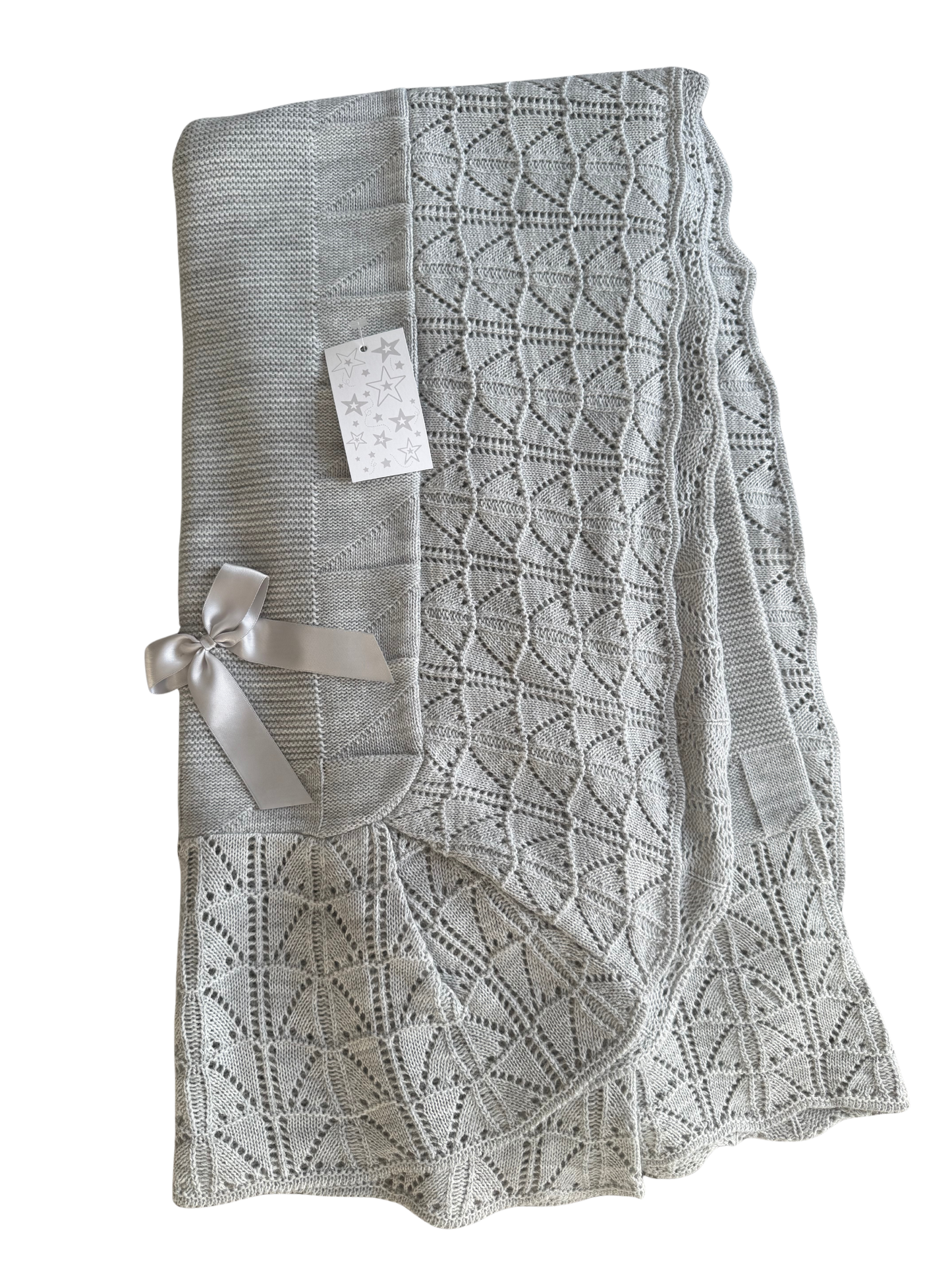 Little Stars Grey Blanket with Bow