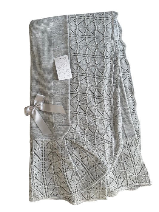 Little Stars Grey Blanket with Bow