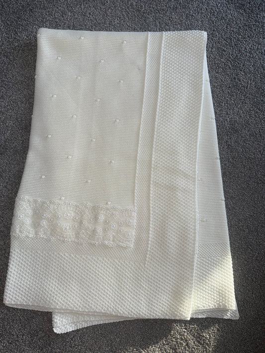 Little Stars Ivory Lace Edged Blanket