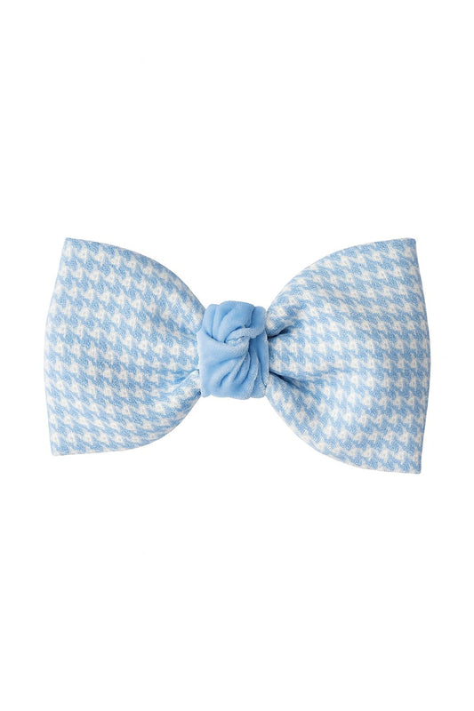 Babiné Blue Houndstooth Print Girls Hair Bow Clip | Spanish Hair Accessory