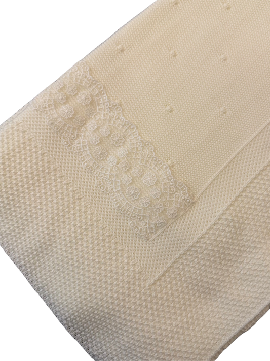Little Stars Ivory Lace Edged Blanket