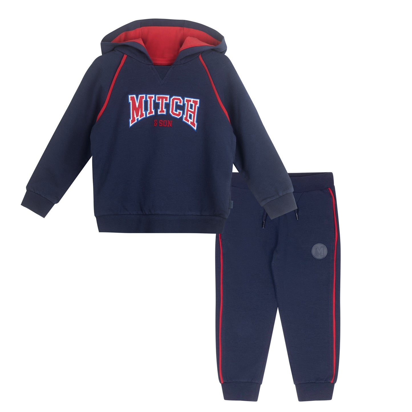 Mitch & Son 'BENNY' Dark Navy and Red Hoody Tracksuit