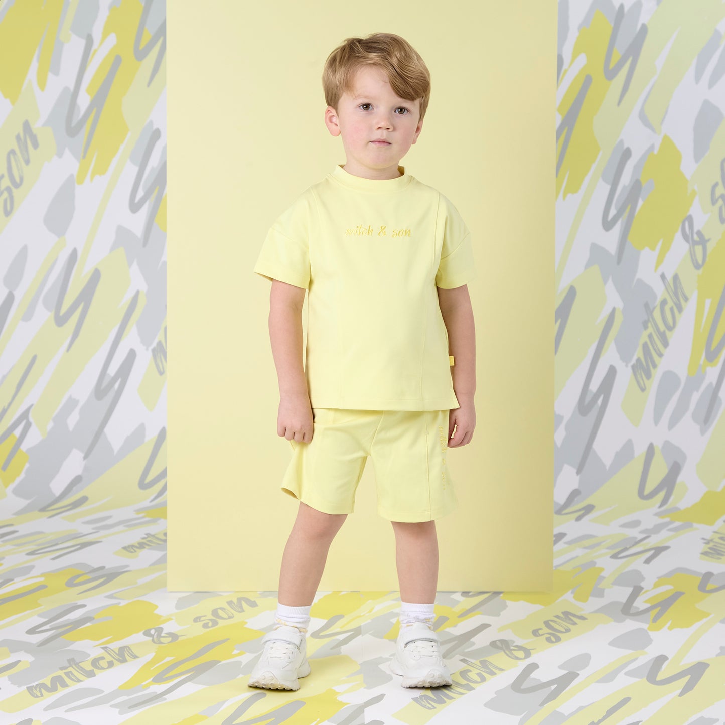 SS25 Mitch & Son 'Griffin’ Pin Tuck Lemon Sweat Set