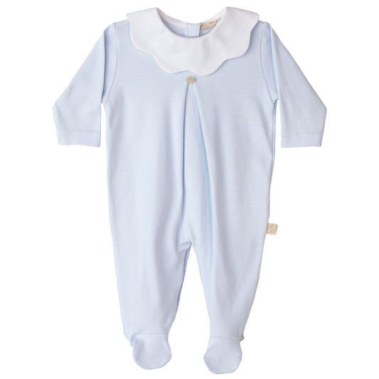 Pre-Order Baby Gi Baby Blue Cotton Pique Scallop Collar Gift Set