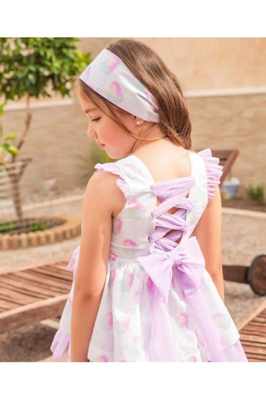 Babine Girls 'Candy Floss' Lilac Tulle Back Dress