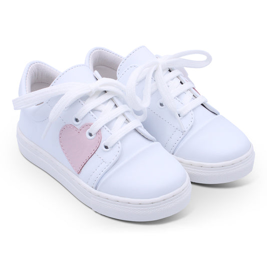 Borbeleta-Santina Girls Leather Lace Trainer with Heart Detail