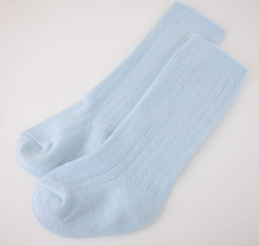 2-Pack Baby Blue Ribbed Knee High Socks | Boys & Girls Traditional Spanish Style