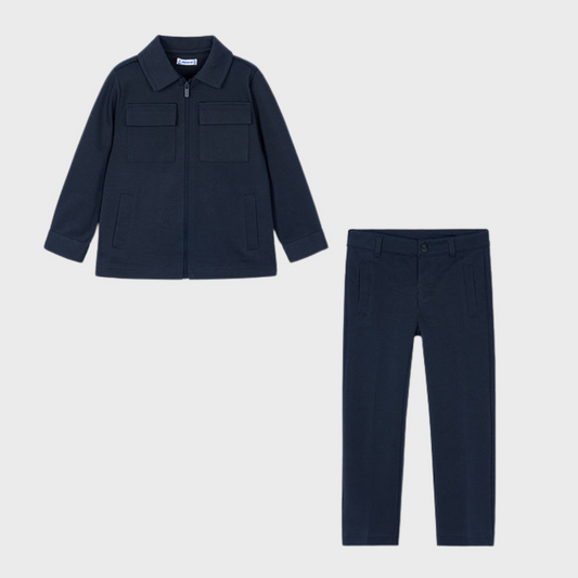 Mayoral Boys Navy Utility Jacket & Trousers Set | Smart-Casual Two-Piece Outfit (4–10 Years)