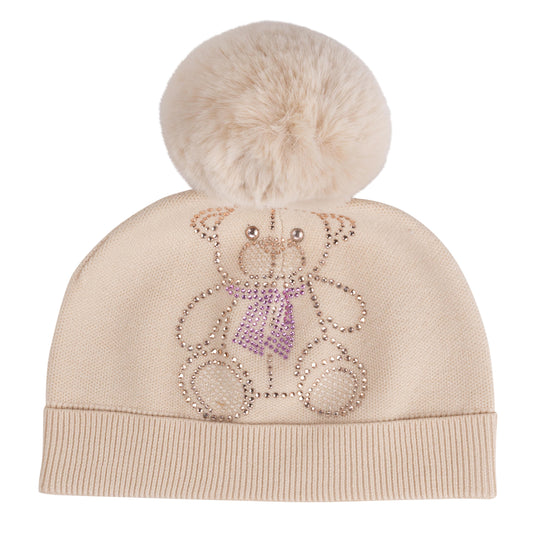 Adee 'SABRINA' Abstract Teddy Knitted Pompom Hat