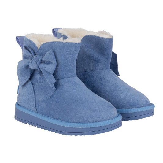 AW24 Adee 'BOWTIFUL' Iced Blue Faux Suede Boots with Bow