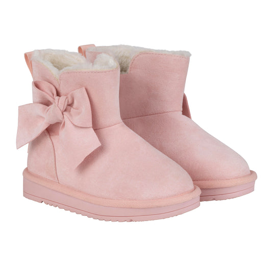 Adee 'BOWTIFUL' Pink Faux Suede Boots with Bow