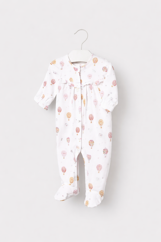 Pre-order Mayoral Baby Girl Air Balloon Print Babygrow | White Hot Air Balloon Print Babygrow (0M–12M)