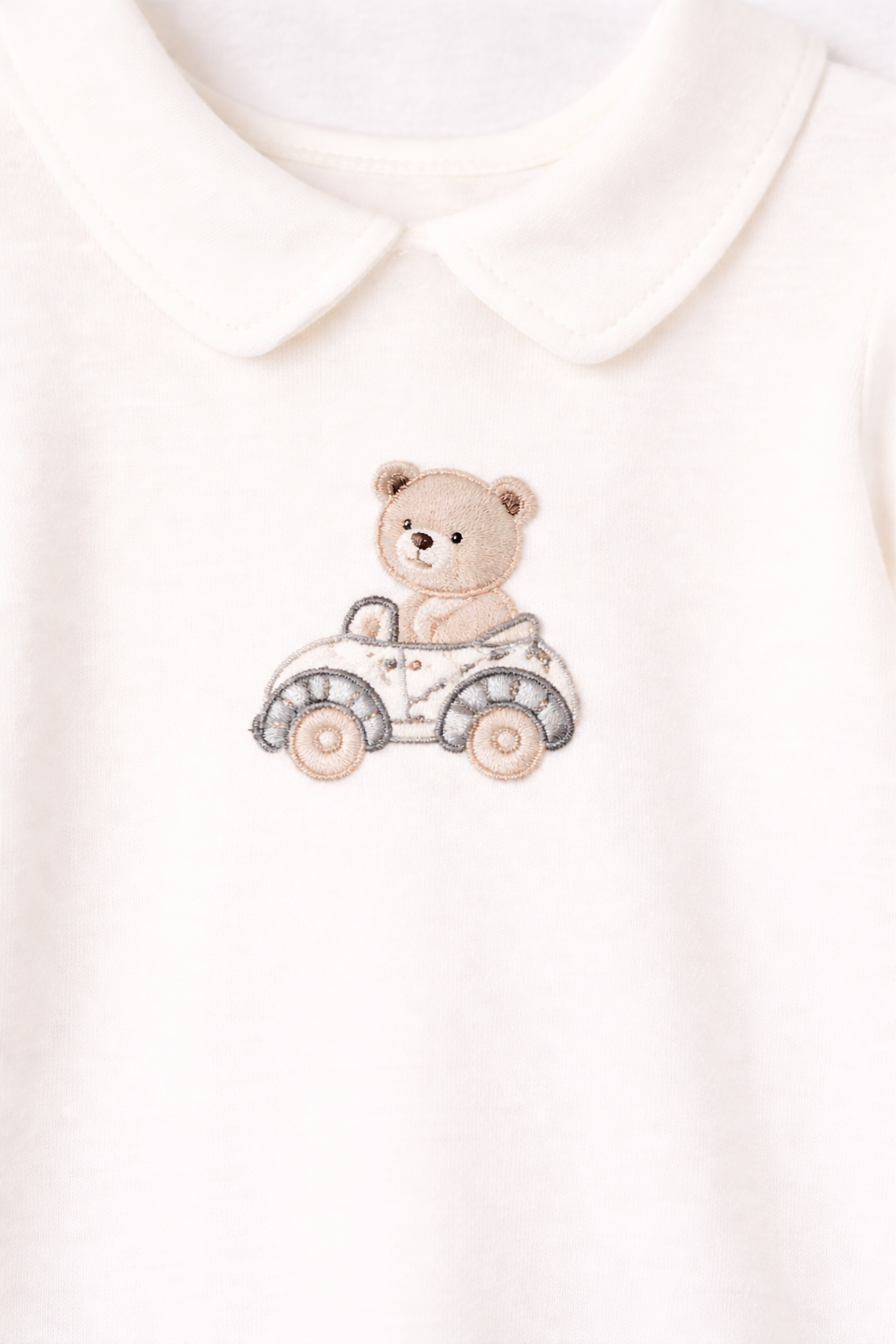 Mayoral Baby Boy Cream Teddy Embroidered Babygrow | Cream Teddy Embroidered Babygrow (0M–12M)