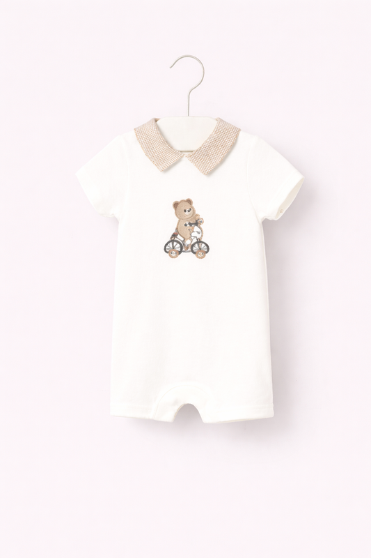 Mayoral Baby Boy Teddy Embroidered Romper | Teddy Embroidered Romper (0M–18M)