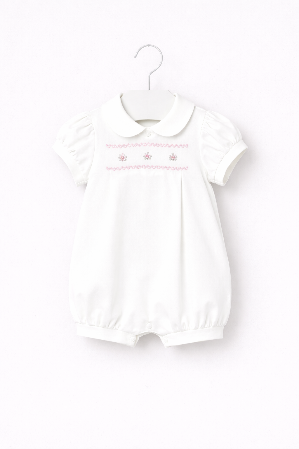 Pre-order Mayoral Baby Girl Rose/Embroidered Romper | Sage Green & Ivory Romper With Rose Embroidery (0M–18M)