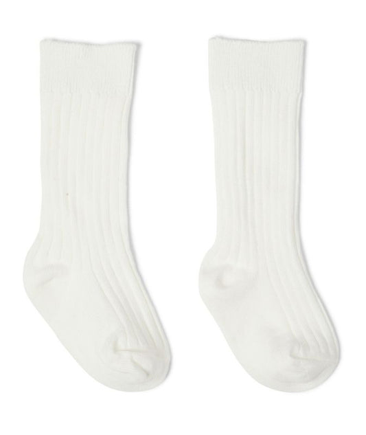 Sevva 'Ethan' Ivory Ribbed Knee High Socks