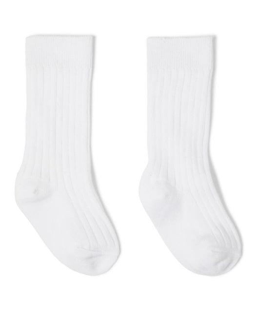 Sevva 'Ethan' White Ribbed Knee High Socks