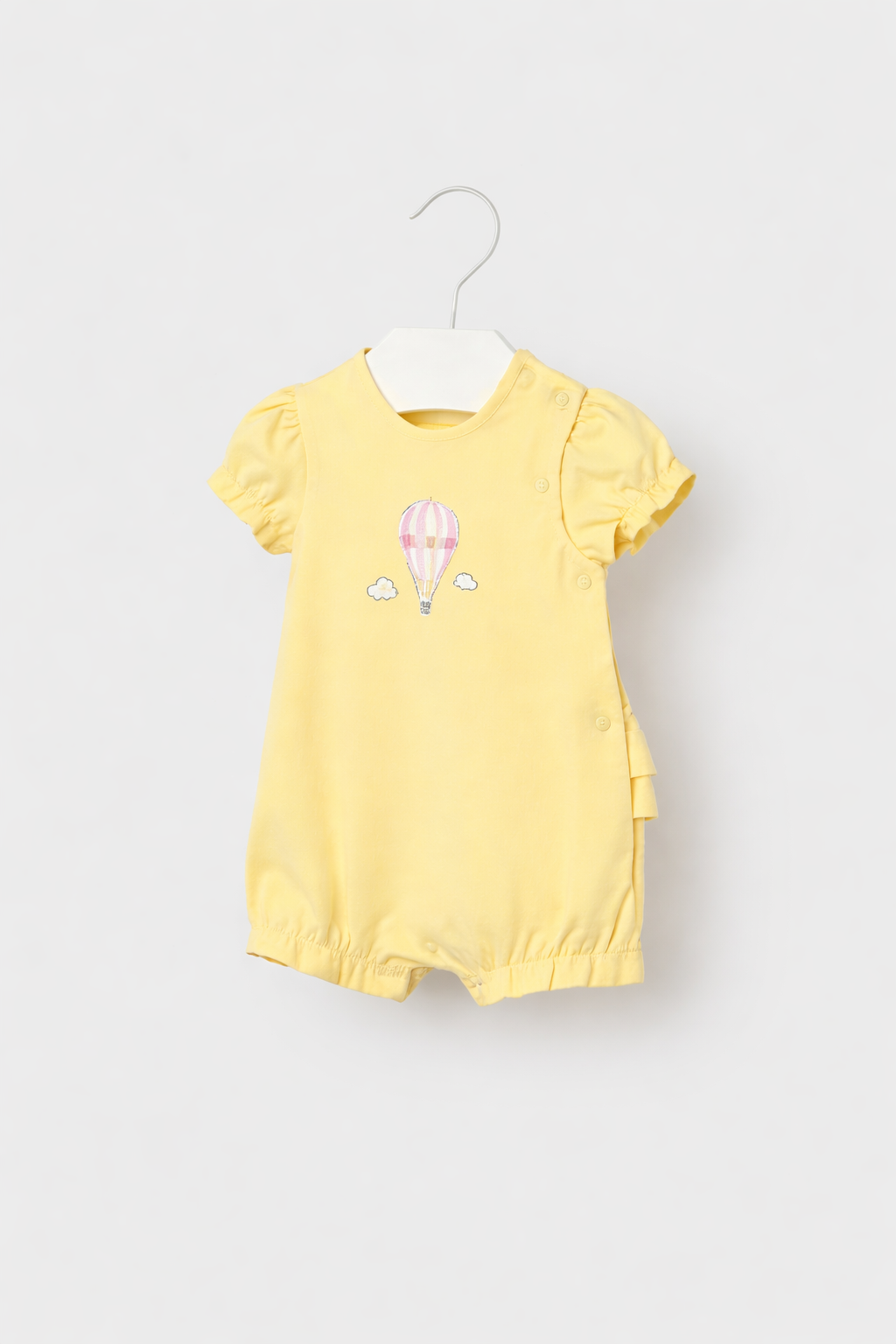 Mayoral Baby Girl Sunny Balloon Romper | Lemon Hot Air Balloon Romper (0M–18M)