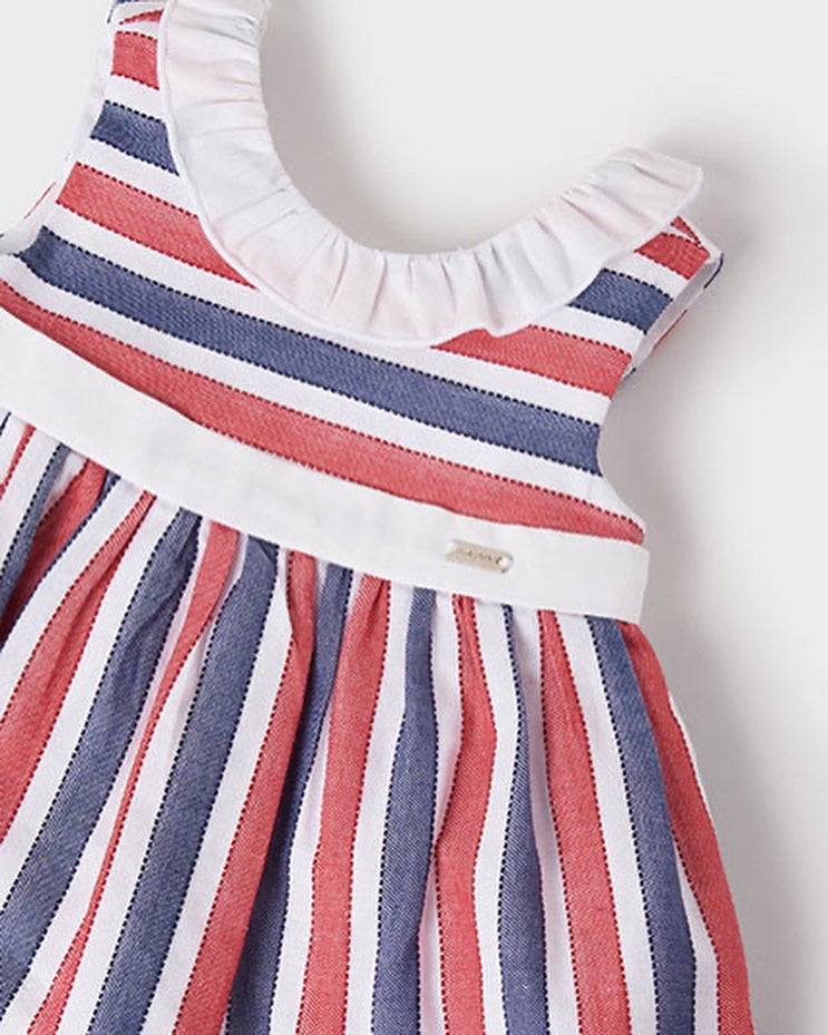 Girls Red And Navy Stripe Dress - littlestarschildrenswear