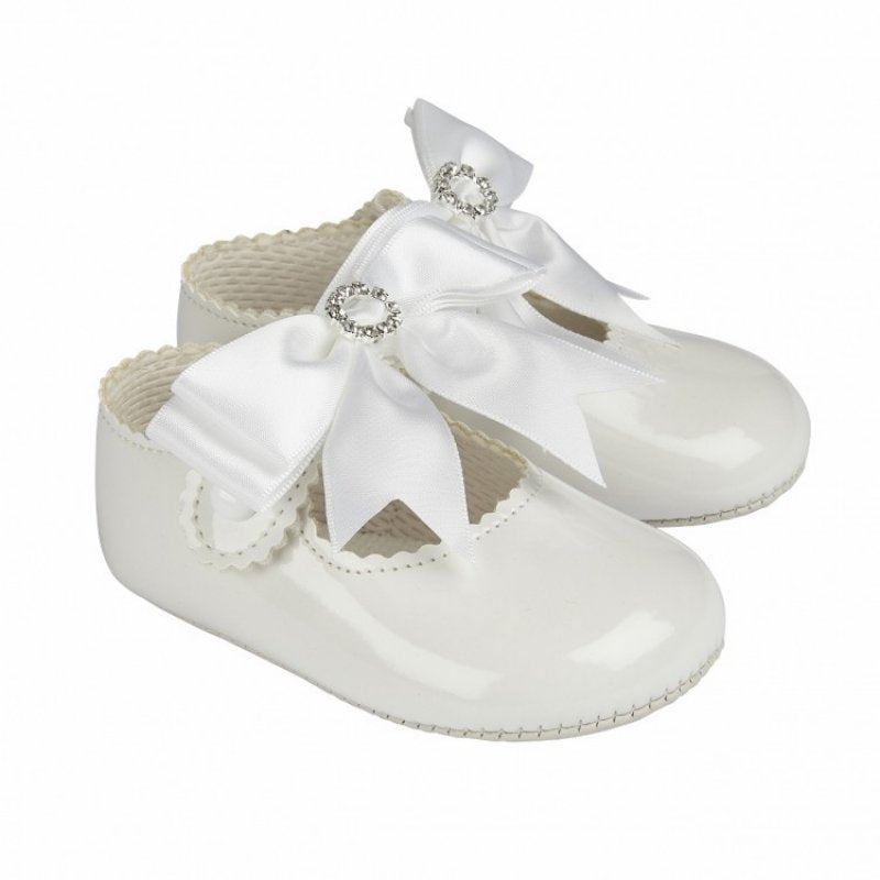 Girls Bow & Diamante Soft Sole Shoe - littlestarschildrenswear