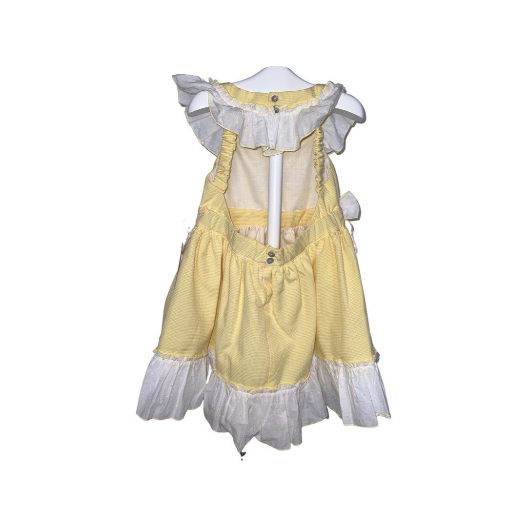 Girls Yellow Gingham Backless Dress - littlestarschildrenswear