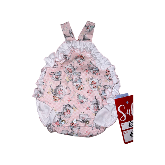Girls Pink Teapot Frill Romper - littlestarschildrenswear