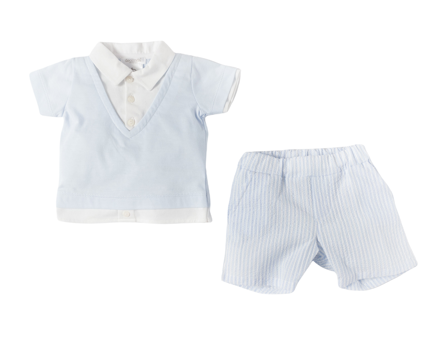 Boys Blue And White Short Set - littlestarschildrenswear