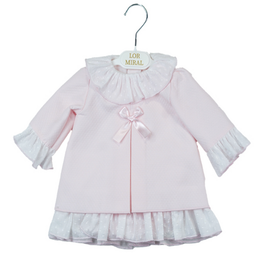 Girls Pink Dress With White Frills - littlestarschildrenswear