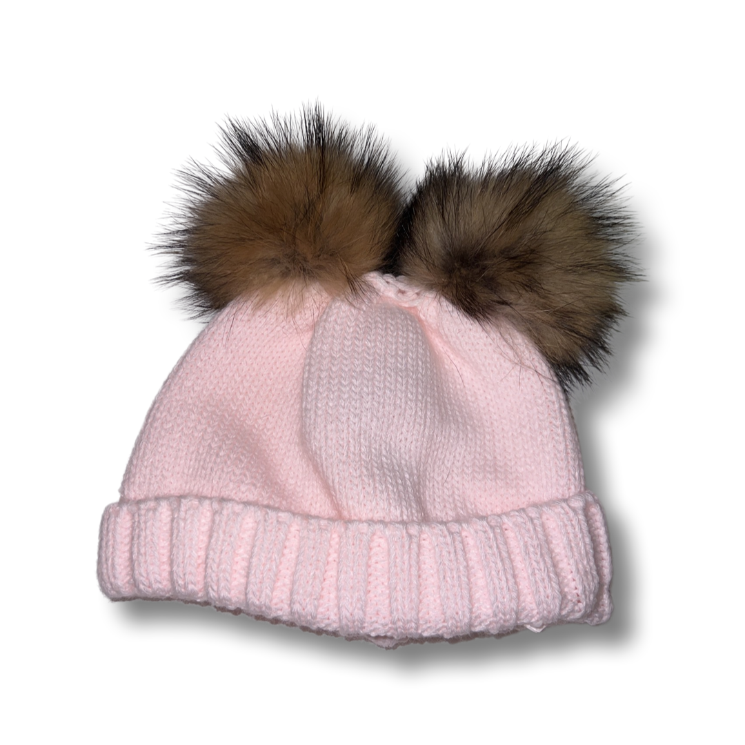 Girls Pink Pom Pom Hat - littlestarschildrenswear
