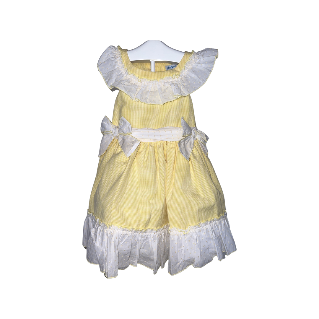 Girls Yellow Gingham Backless Dress - littlestarschildrenswear