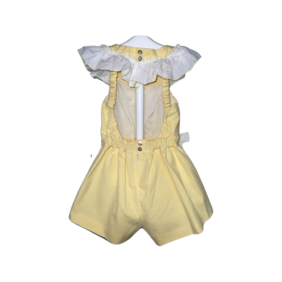 Girls Yellow Gingham Playsuit - littlestarschildrenswear