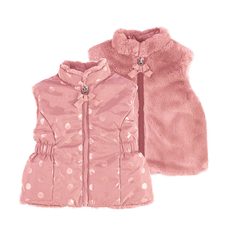 Girls Pink Reversible Gilet - littlestarschildrenswear