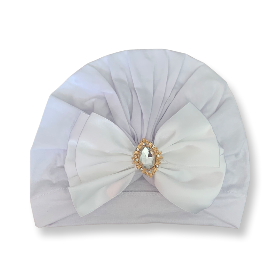 Soft Baby Turban with Satin Bow - littlestarschildrenswear