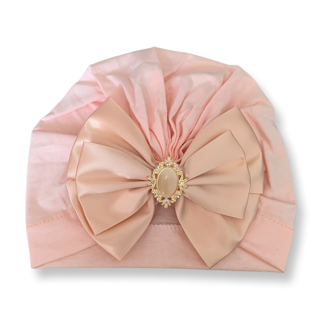 Soft Baby Turban with Satin Bow - littlestarschildrenswear